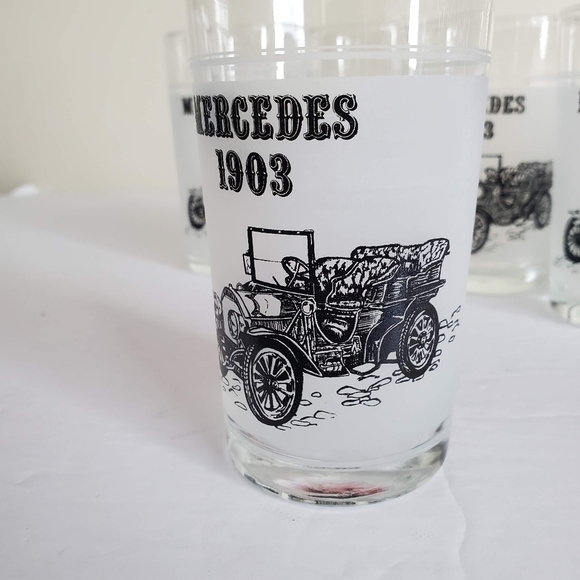 Vintage Set Of 5 Mercedes 1903 Antique Automobile Glasses - Picture 2 of 4